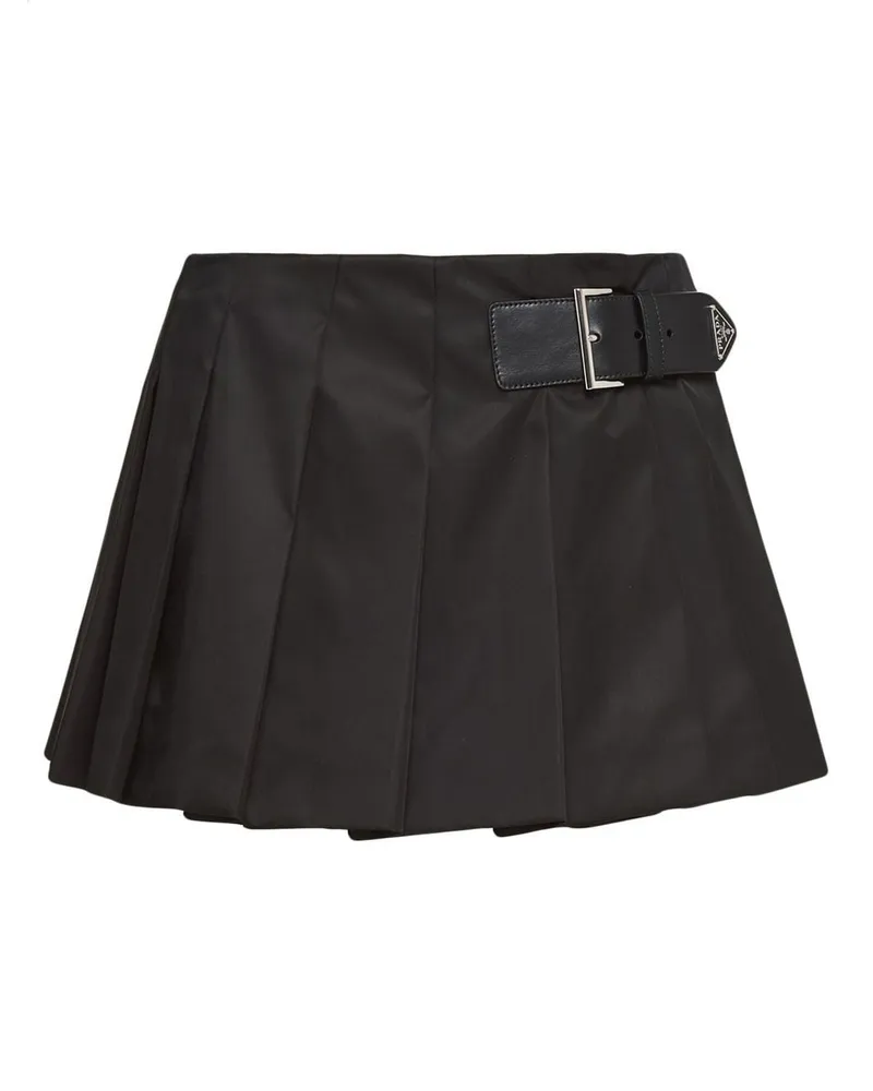 Prada Re-Nylon Midirock mit Falten - Schwarz Schwarz