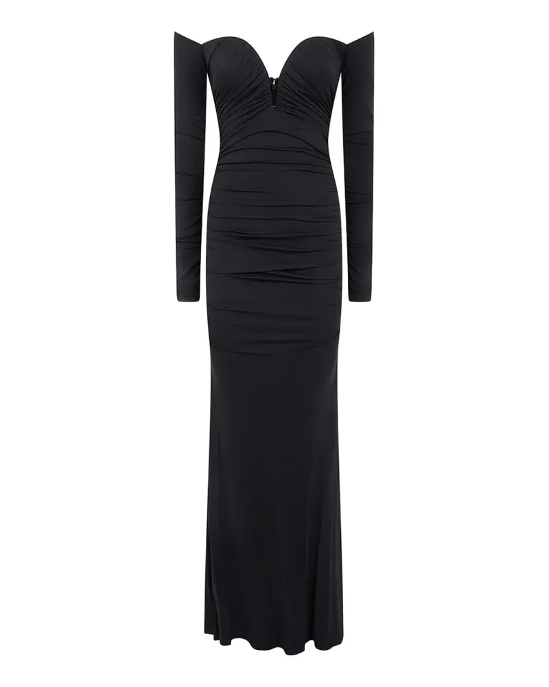 Elisabetta Franchi ruched off-shoulder maxi dress - Schwarz Schwarz