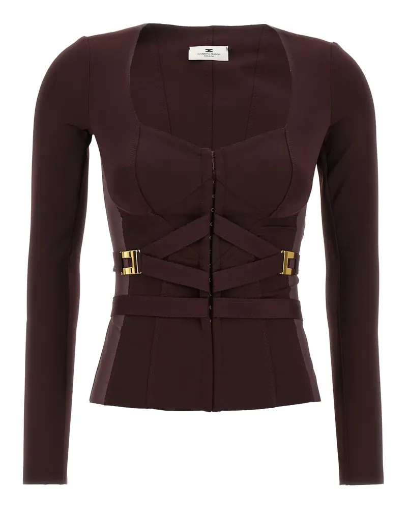 Elisabetta Franchi Bustier-Top mit Tülleinsatz - Rot Rot