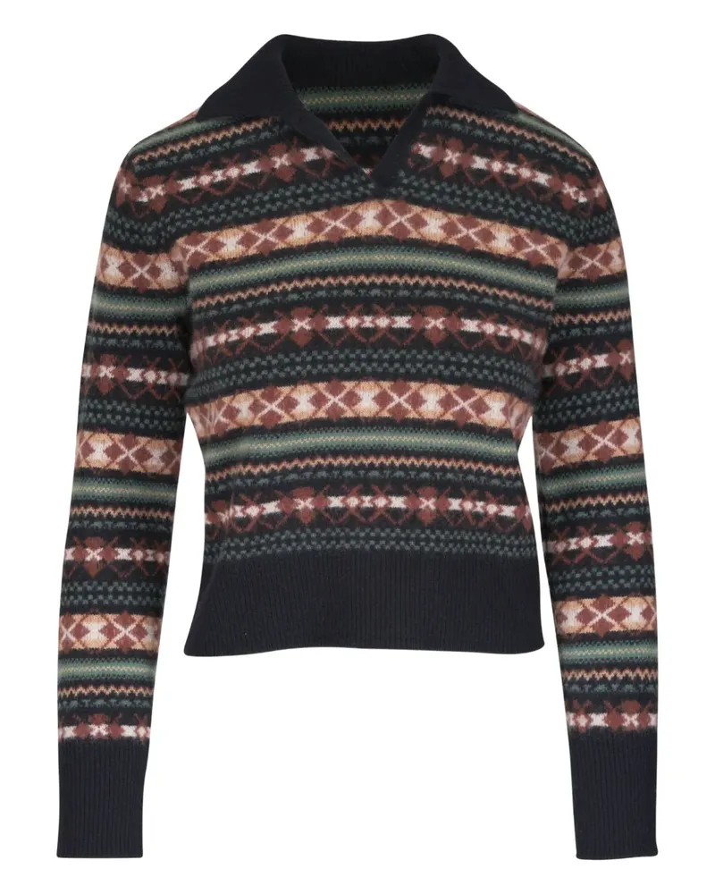 Vince Gemusterter Pullover - Schwarz Schwarz