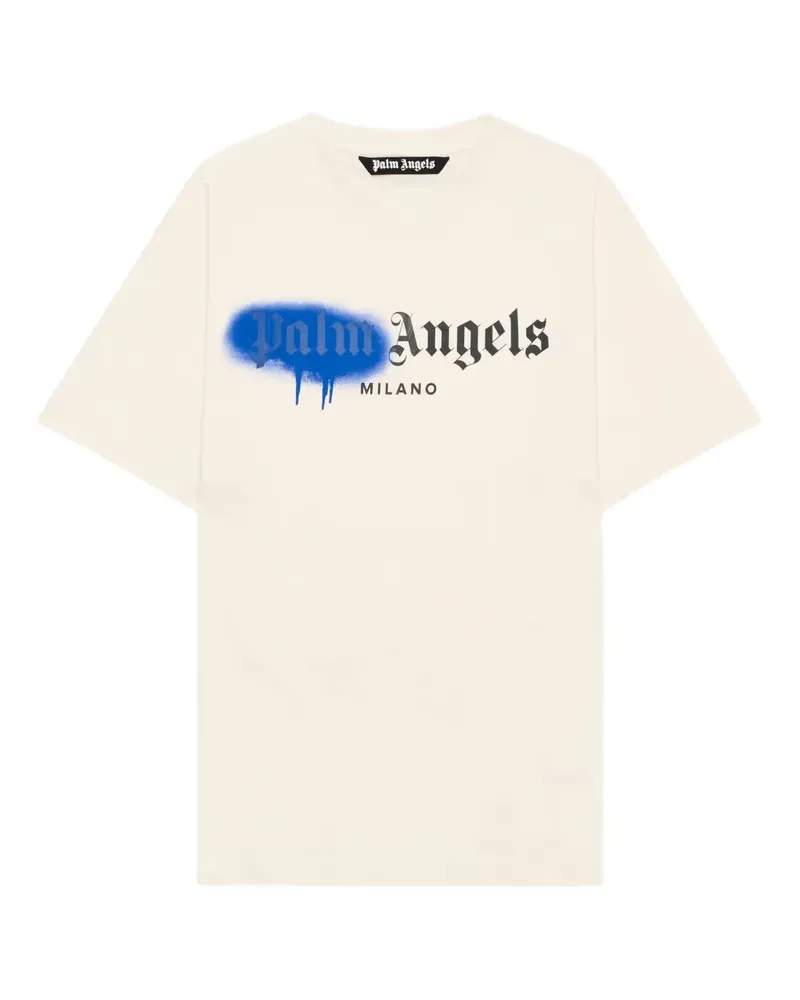 Palm Angels Spray City Milan T-Shirt mit tropfendem Logo - Nude Nude