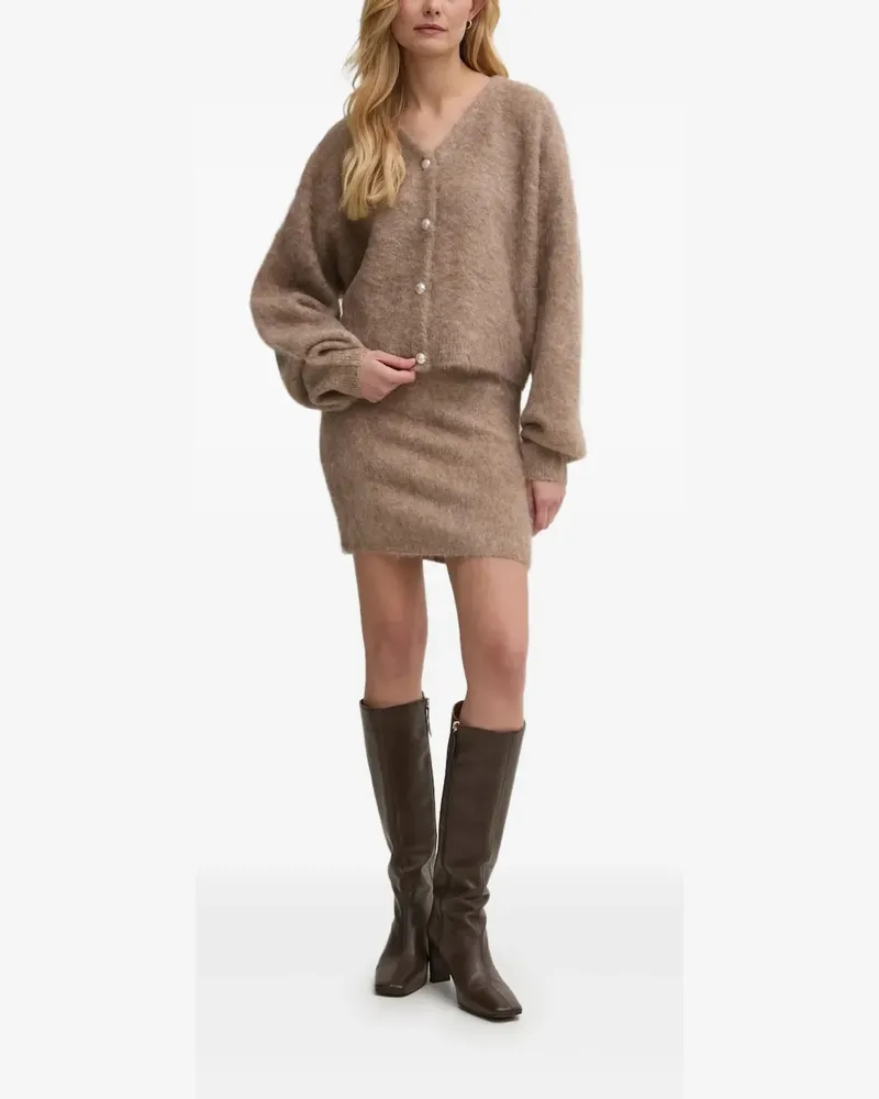Gestuz Cardigan mit Kunstperlen-Knöpfen - Braun Braun