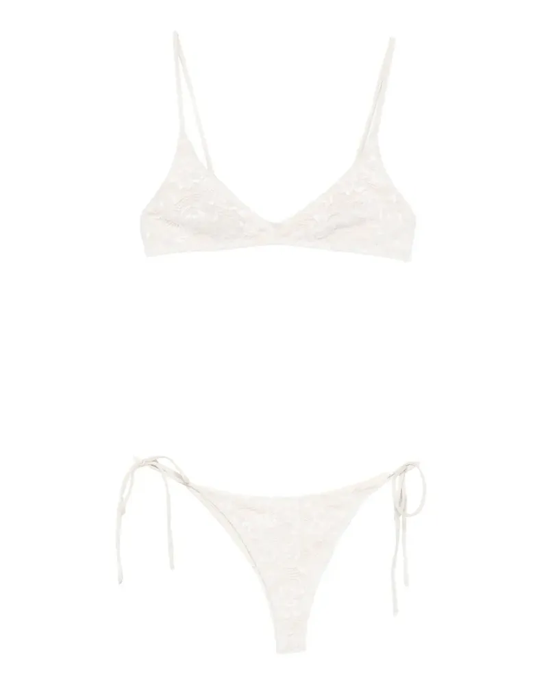 MC2 Saint Barth lace-overlay side-tie bikini - Weiß Weiß