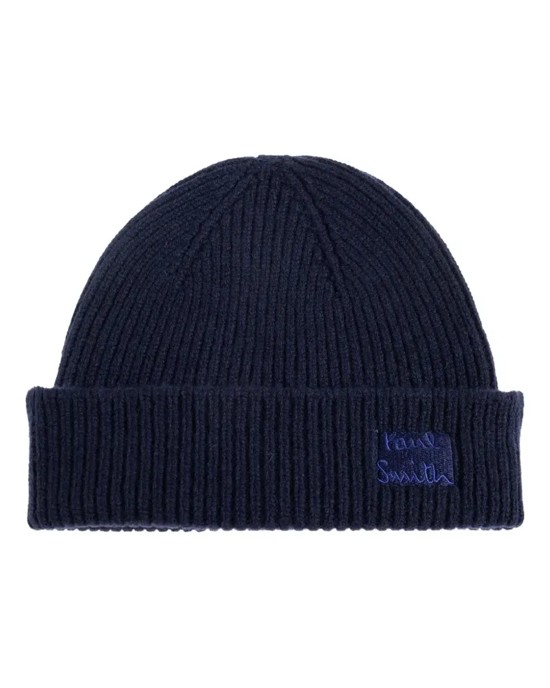 Paul Smith logo-embroidered beanie hat - Blau Blau