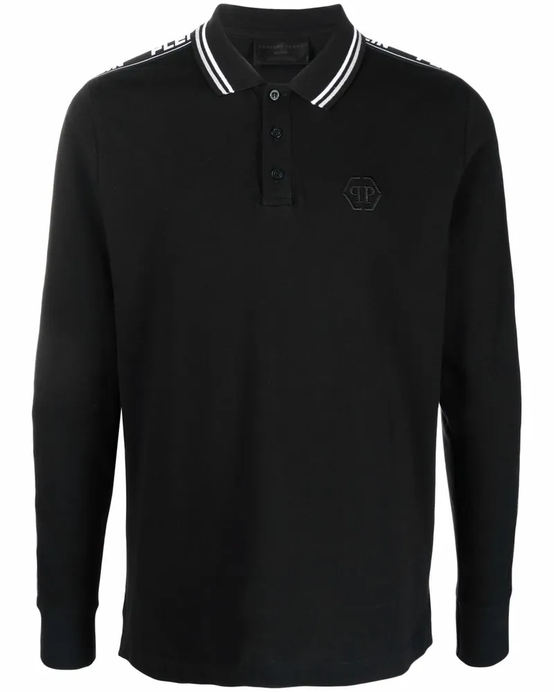 Philipp Plein Poloshirt mit Logo-Streifen - Schwarz Schwarz