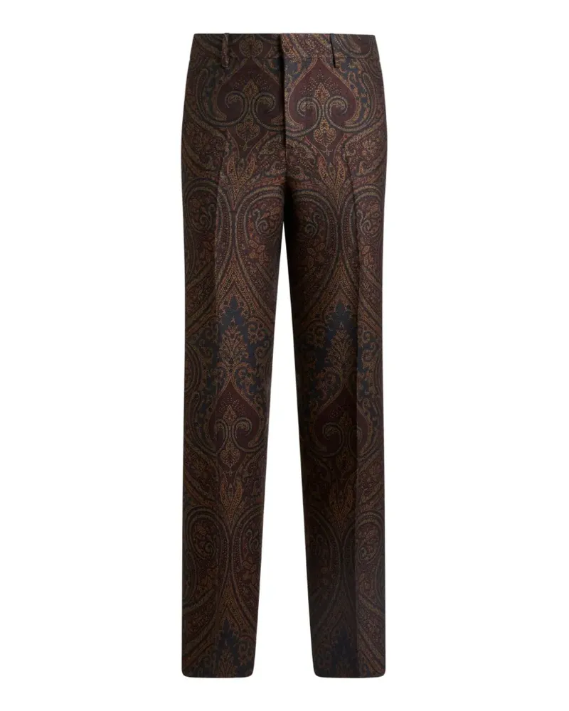 Etro Jacquardhose aus Wollgemisch mit geradem Bein und Paisley-Motiv - Blau Blau