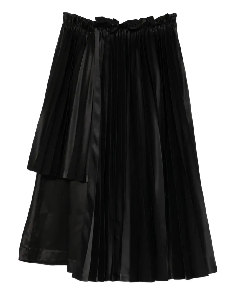 Noir Kei Ninomiya Asymmetrischer Midirock mit Falten - Schwarz Schwarz