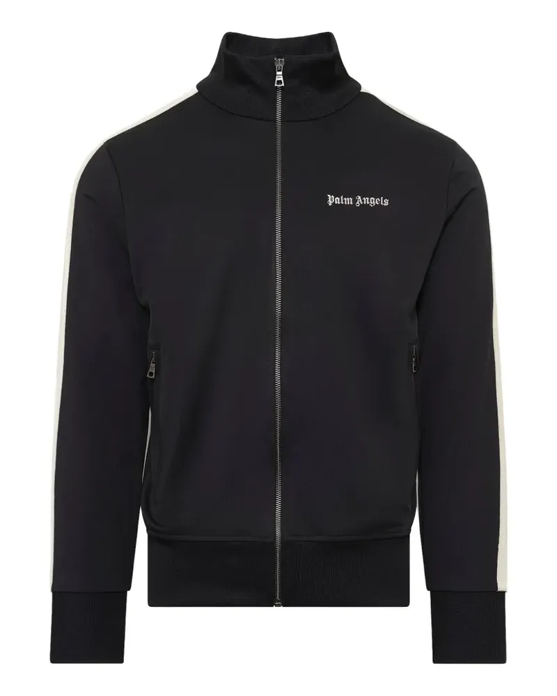 Palm Angels Gestreiftes Hemd mit Logo-Stickerei - Schwarz Schwarz