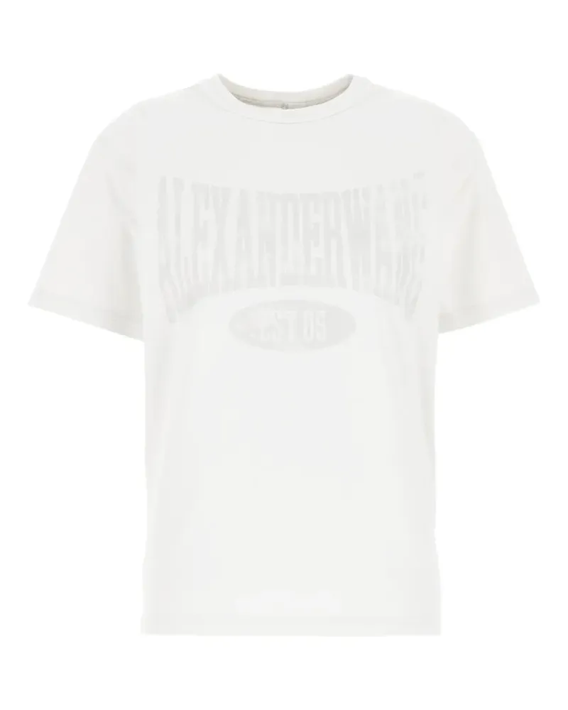 Alexander Wang distressed-logo cotton T-shirt - Grau Grau