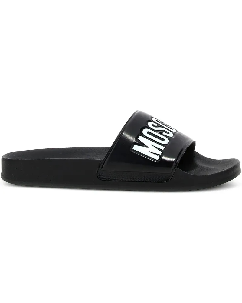 Moschino Pantoletten mit Logo-Prägung - Schwarz Schwarz