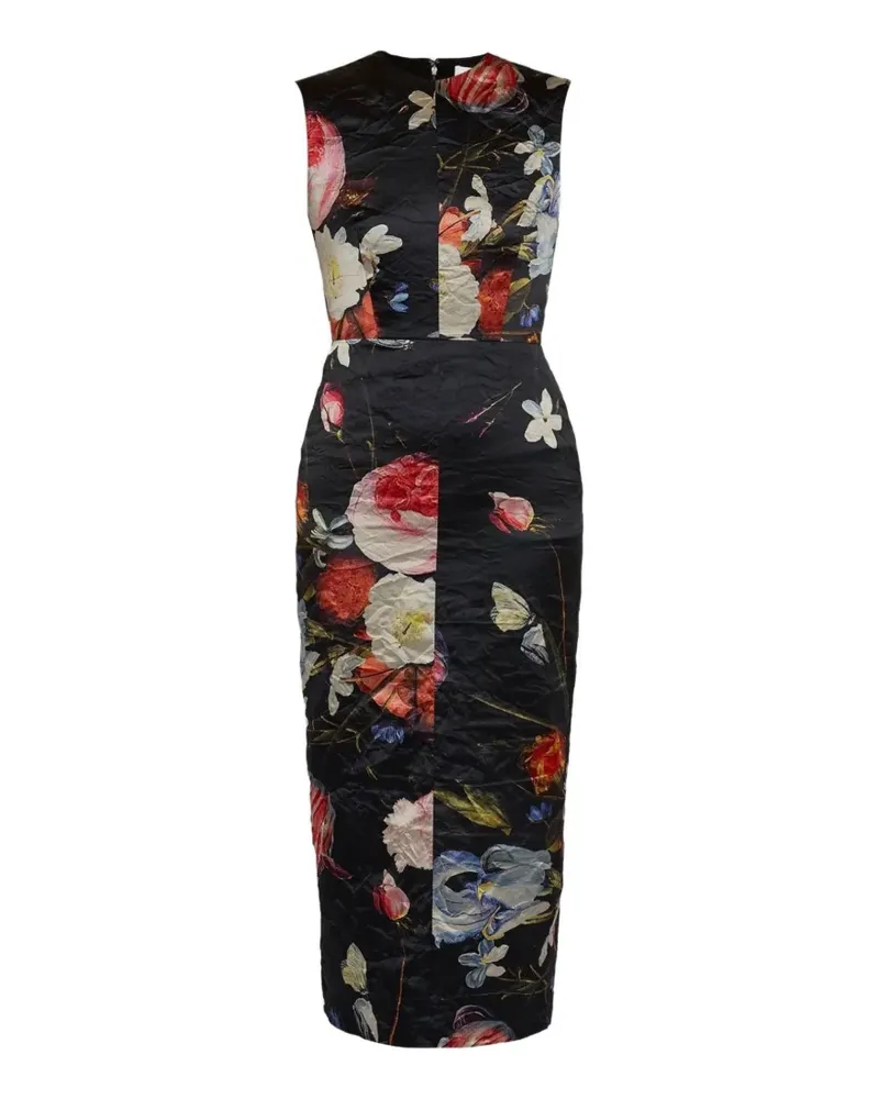 Erdem Midikleid mit Blumenmuster - Schwarz Schwarz