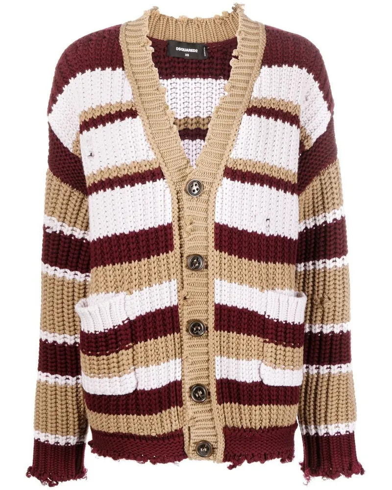 Dsquared2 Gestreifter Cardigan mit Knöpfen - Braun Braun