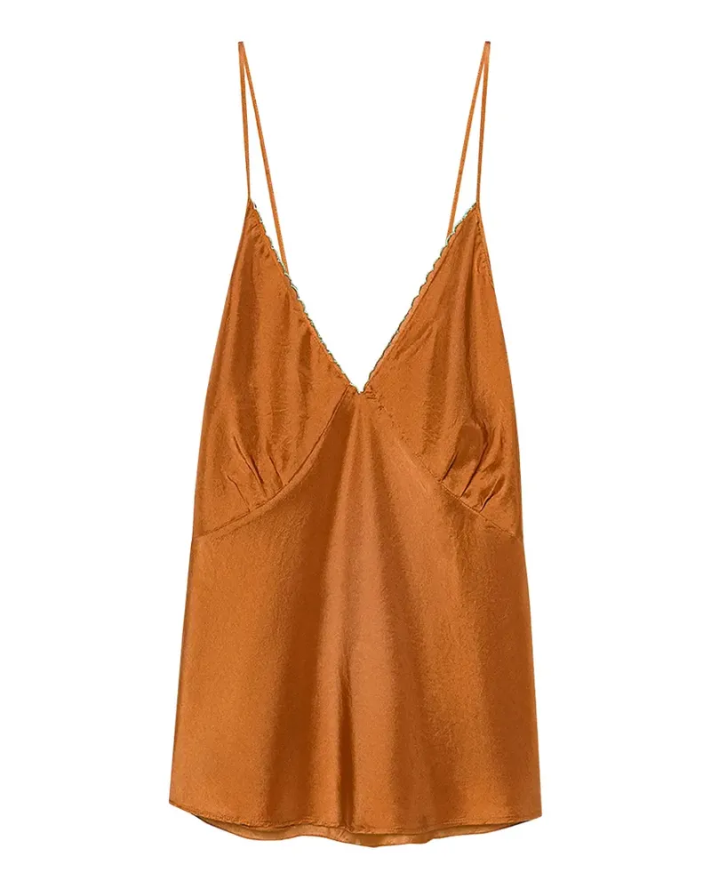 forte_forte habotai V-neck top - Braun Braun