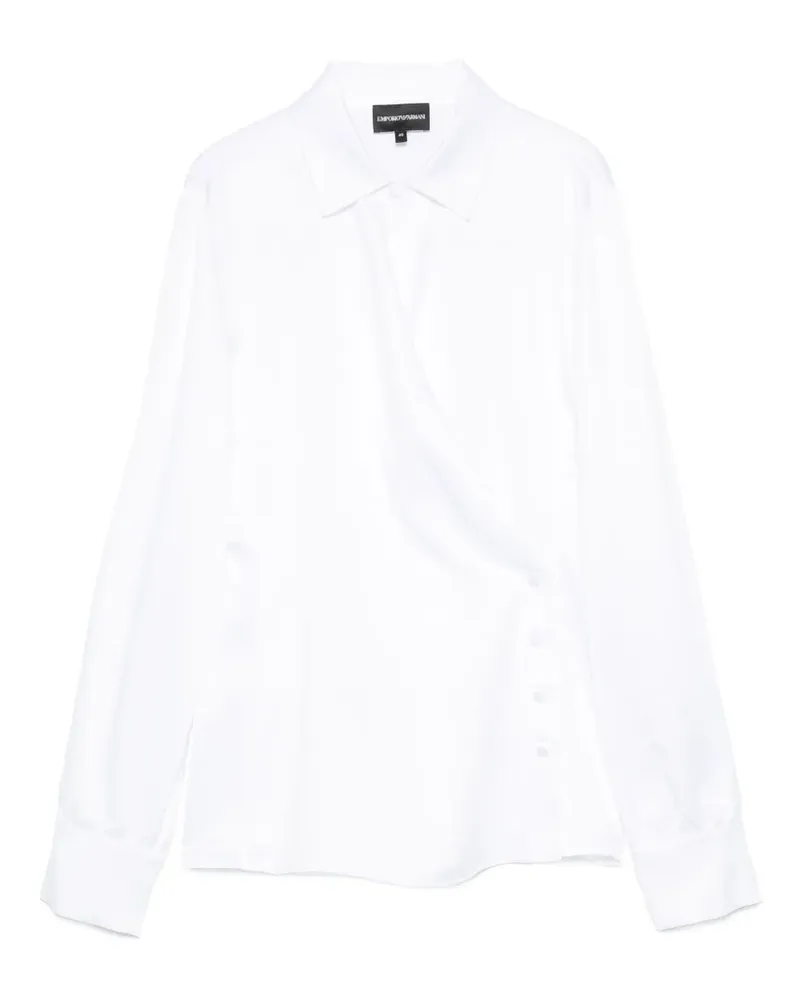 Emporio Armani Gewickelte Bluse mit Knopfdetail - Weiß Weiß