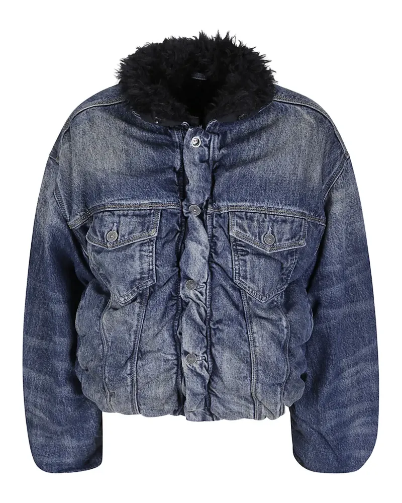 Diesel faux-fur trim padded denim jacket - Blau Blau