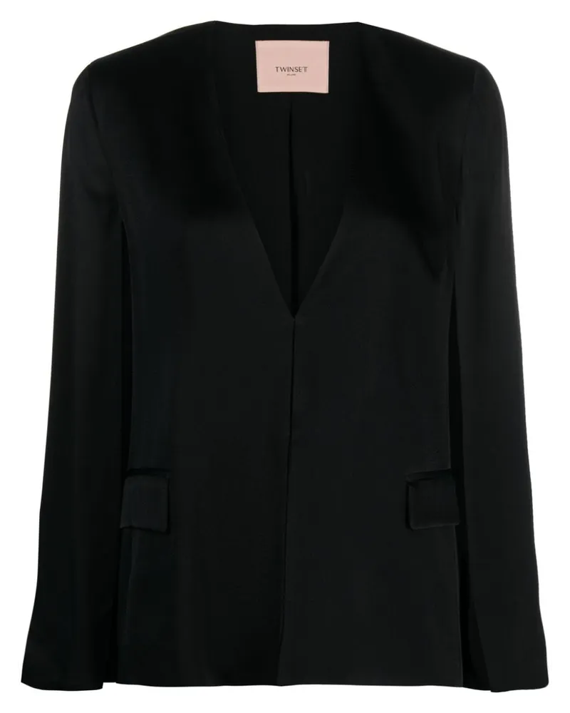 Twin-Set Blazer mit Logo-Gravur Schwarz