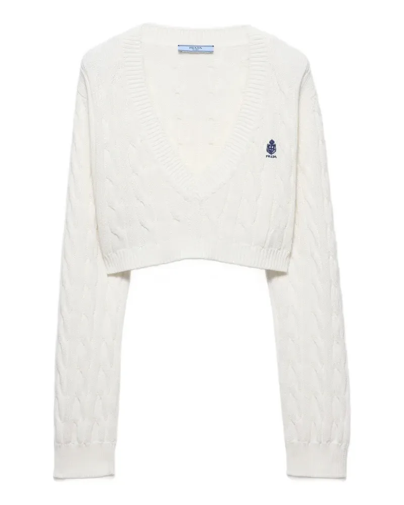 Prada V-neck cotton sweater - Weiß Weiß