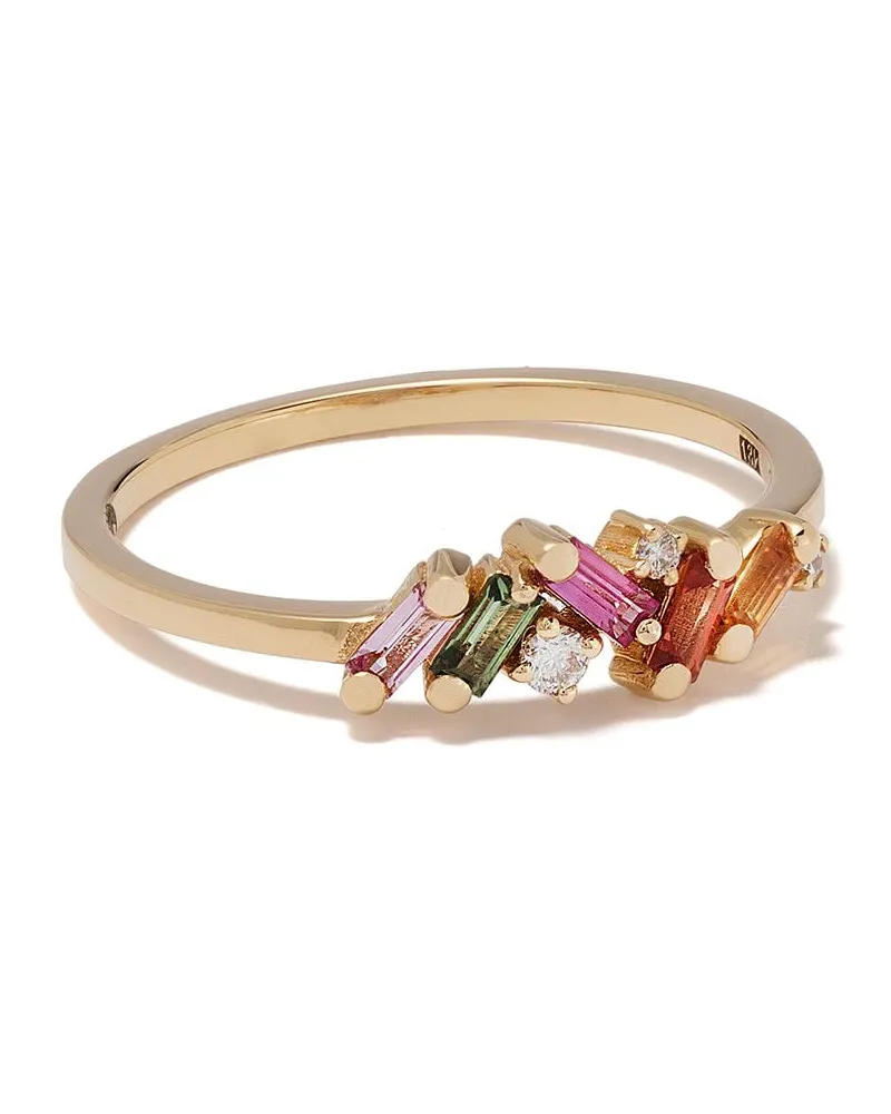 Suzanne Kalan 18kt 'Rainbow' Gelbgoldring mit Saphiren - Mehrfarbig Mehrfarbig