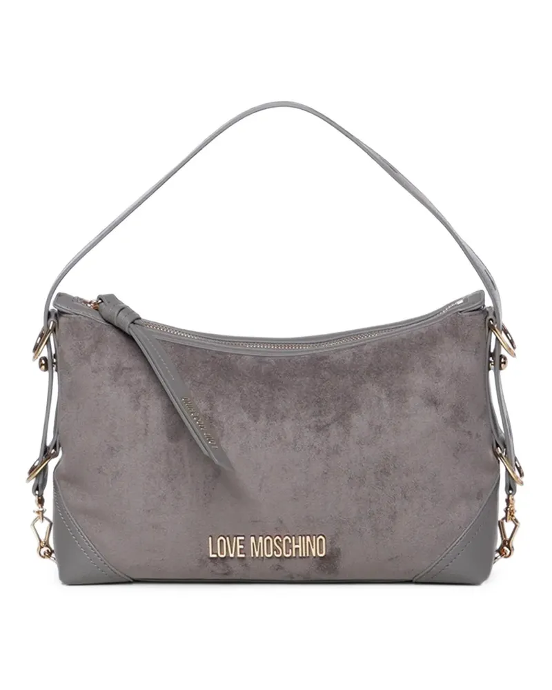 Moschino Schultertasche mit Logo-Schild - Grau Grau