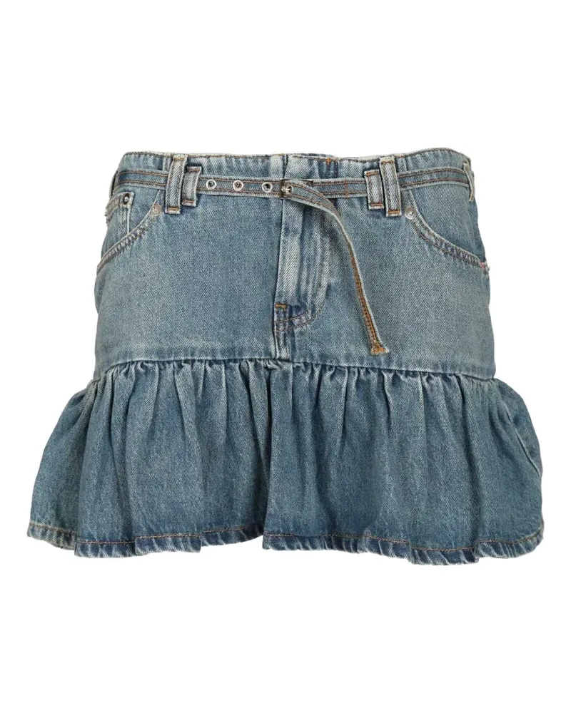 Amish Ginza ruffled-hem mini skirt - Blau Blau