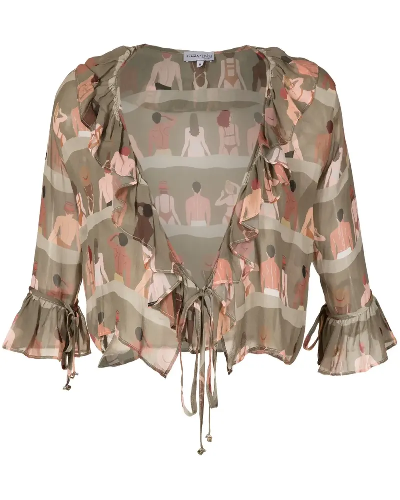 Amir Slama Bluse mit Print - Grün Grün