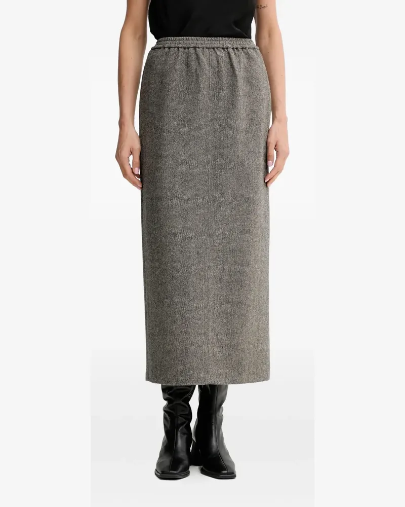 Isabelle Blanche Fischgräten-Maxirock mit elastischem Bund - Grau Grau