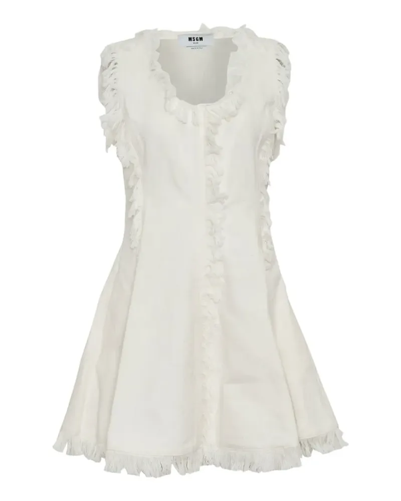 MSGM frayed-trim textured mini dress - Weiß Weiß