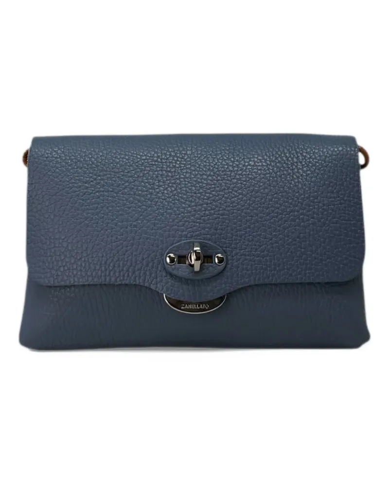 Zanellato small Lettera® Daily pebbled-leather clutch bag - Blau Blau