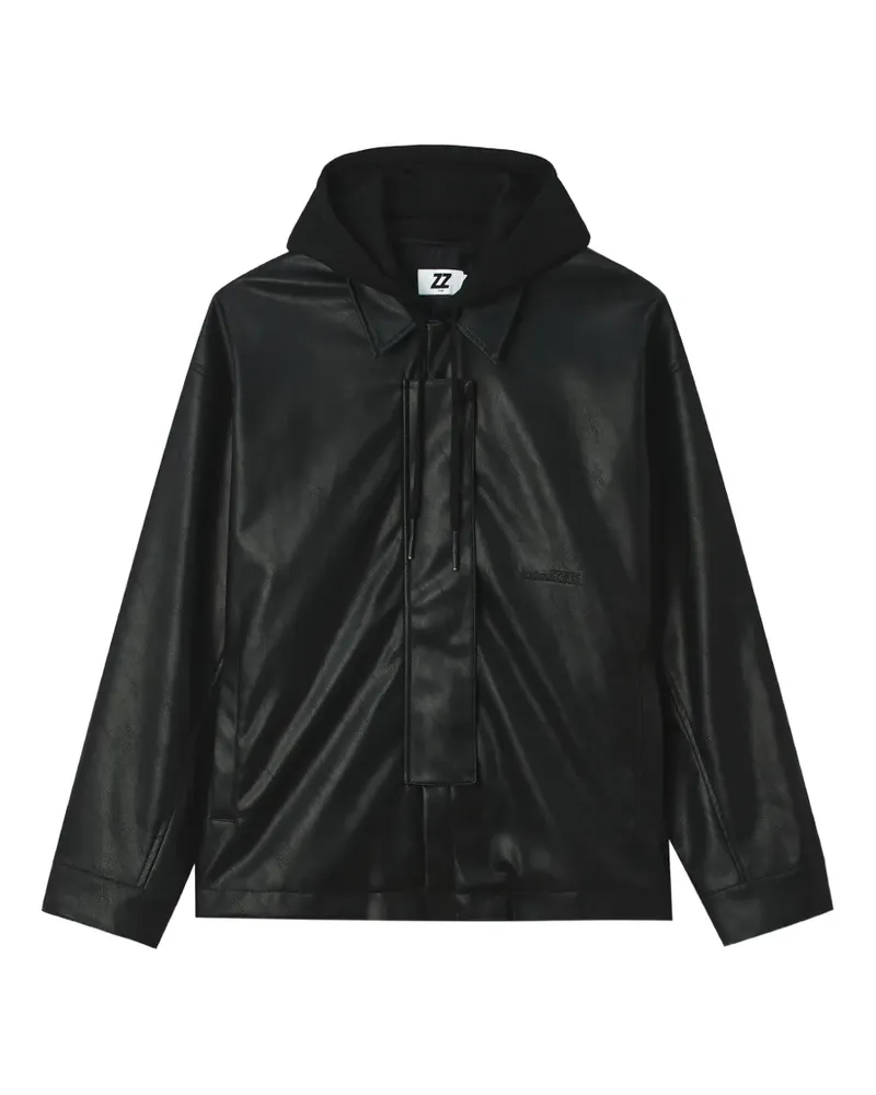 Izzue Kapuzenjacke im Layering-Look - Schwarz Schwarz