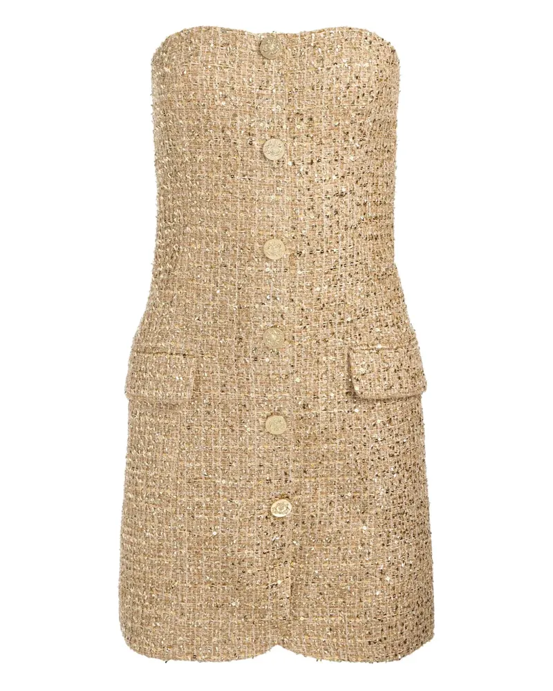 Alice + Olivia Madison strapless button-down mini dress - Nude Nude
