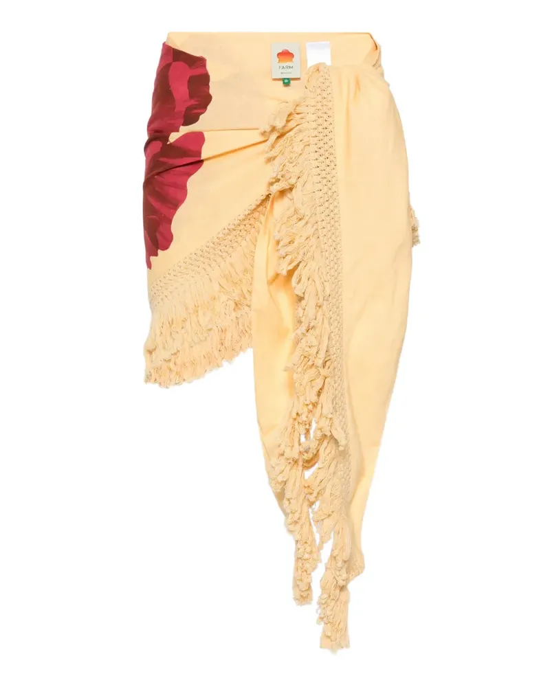 FARM Rio Sarong mit Blumenprint und Fransensaum - Orange Orange