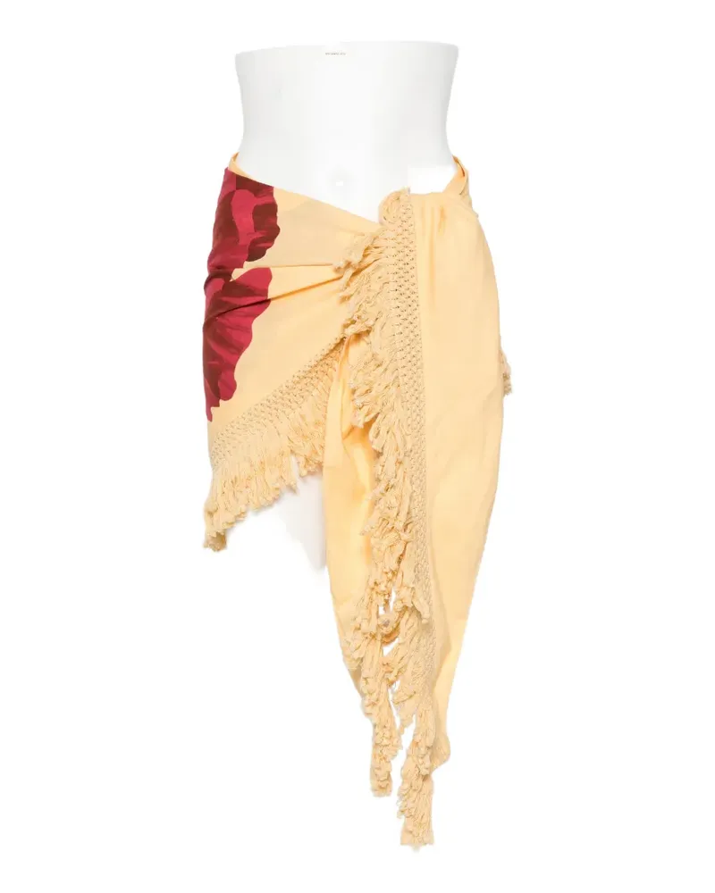 FARM Rio floral-print fringed-hem sarong - Orange Orange