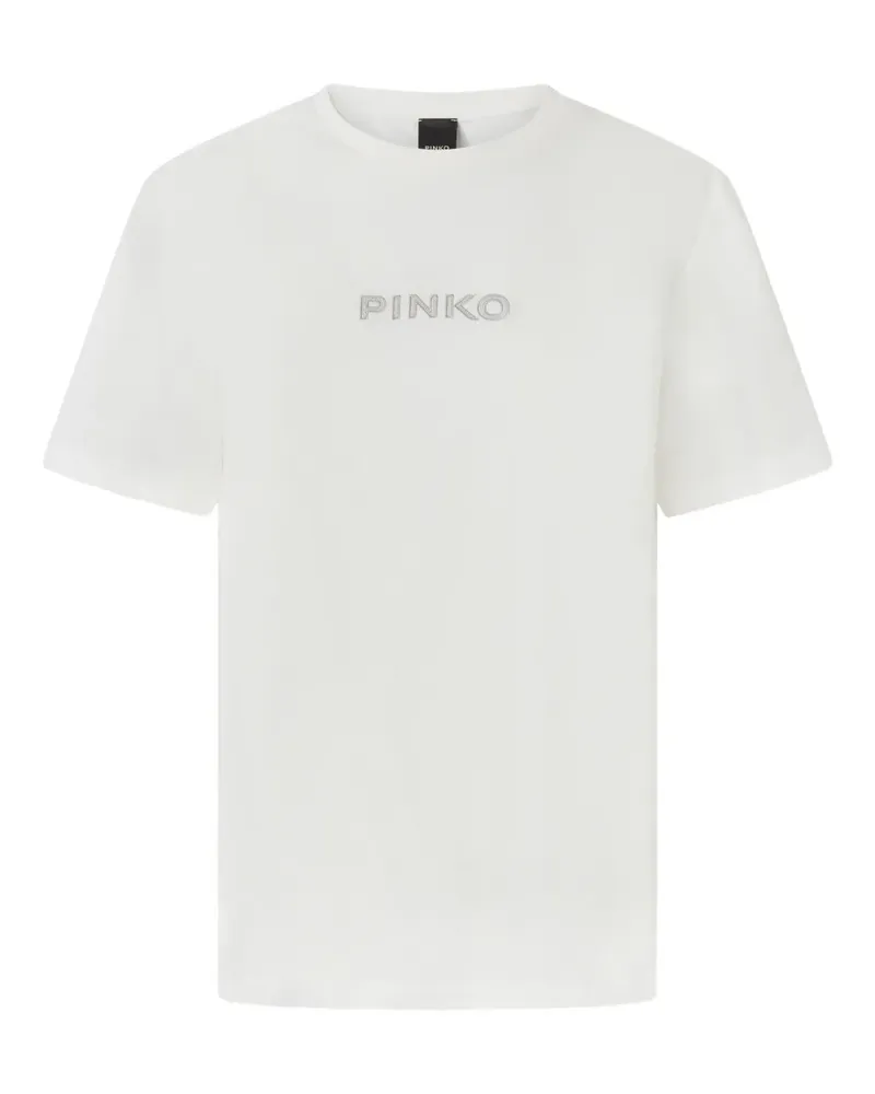 Pinko T-Shirt mit Logo-Stickerei - Weiß Weiß