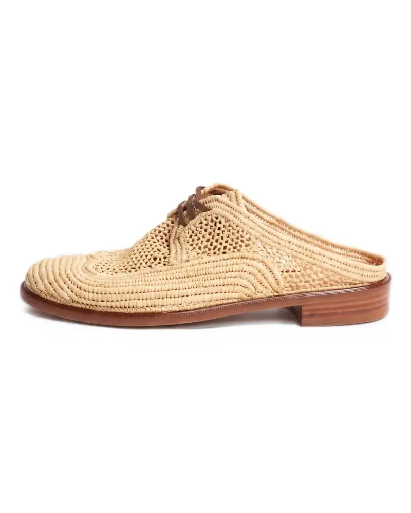 Robert Clergerie woven lace-up mules - Nude Nude