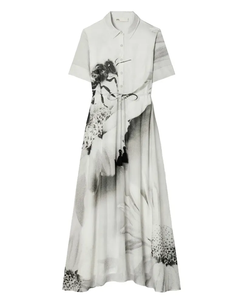 Tory Burch Midikleid mit Blumen-Print - Grau Grau