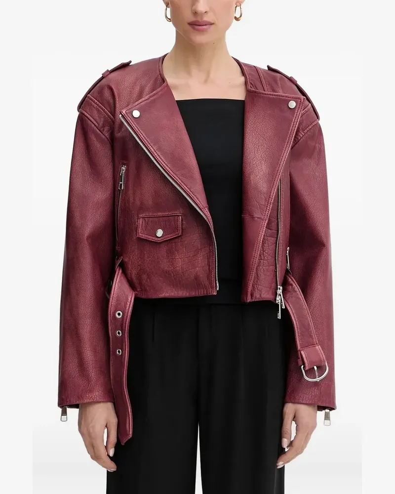 HUGO BOSS Bikerjacke mit Gürtel - Rot Rot