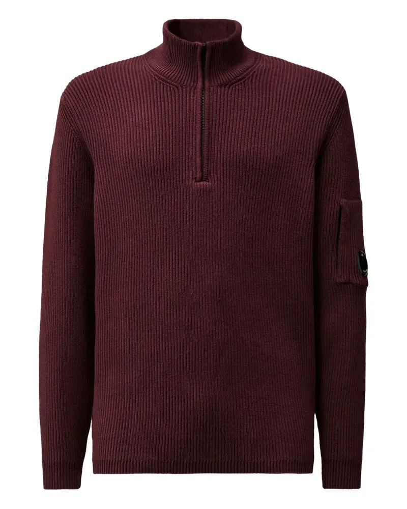C.P. Company Gerippter Pullover mit kurzem Reißverschluss - Rot Rot