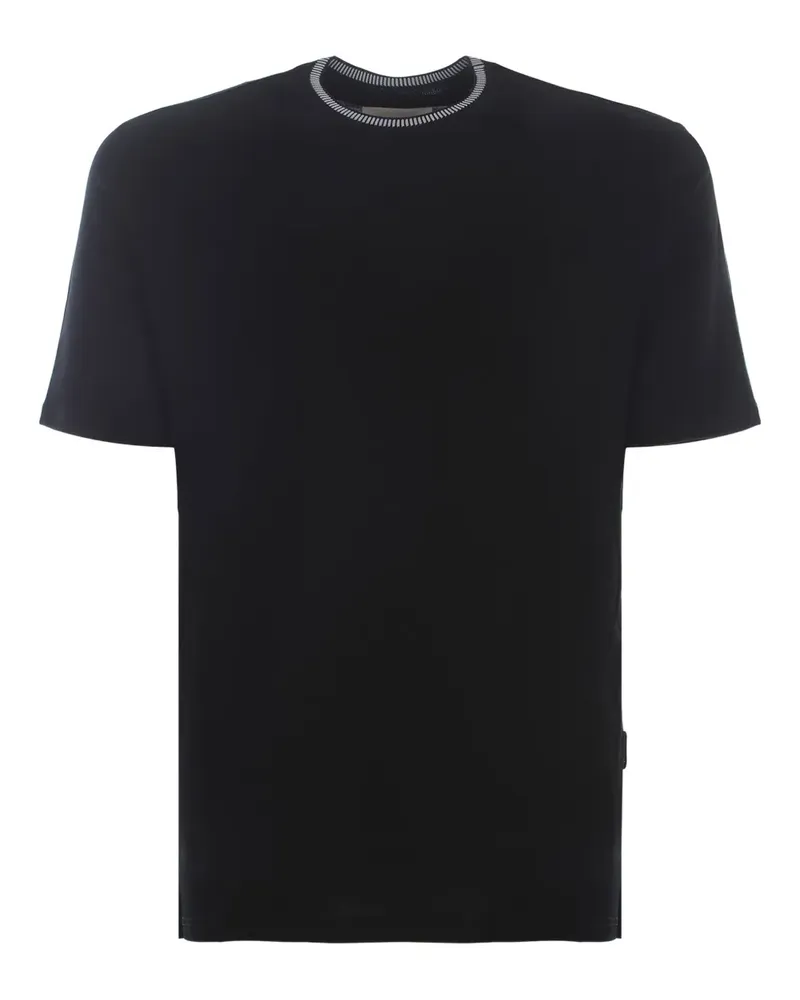 Yes London T-Shirt mit geripptem Besatz - Schwarz Schwarz