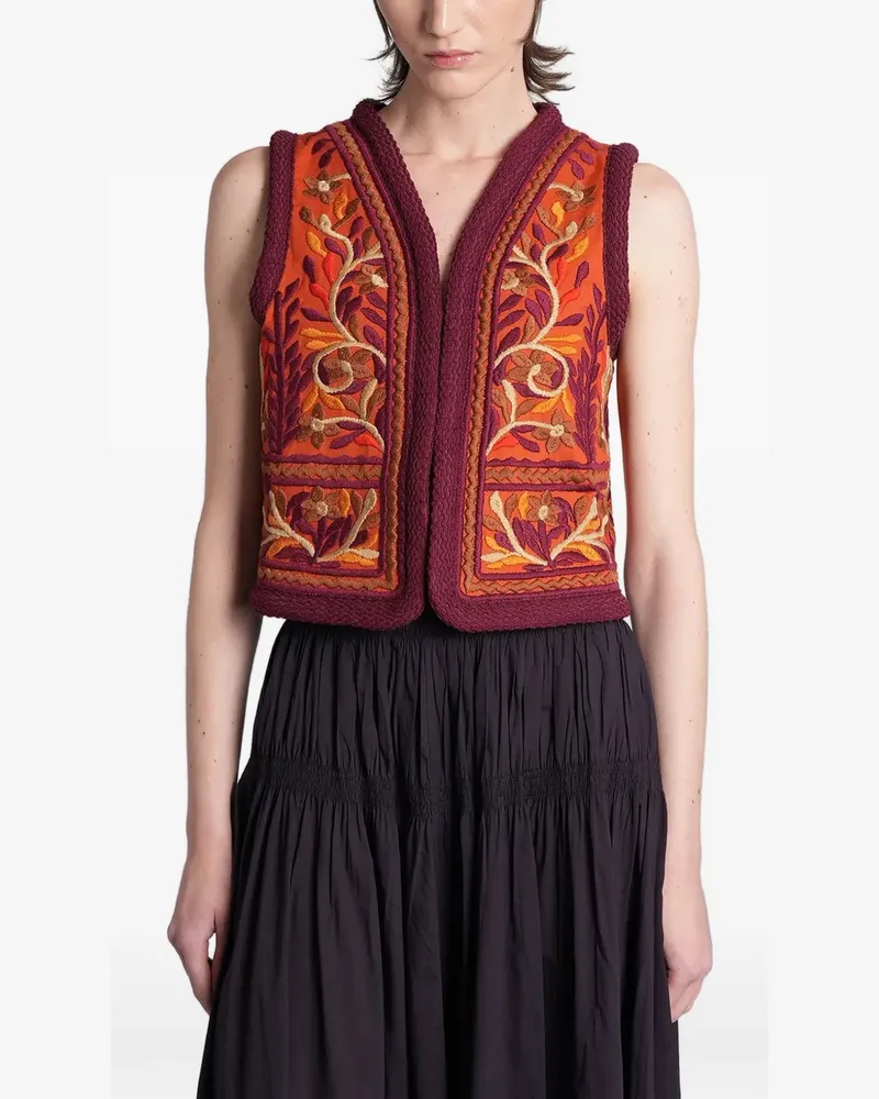Antik Batik Suna embroidered sleeveless jacket - Orange Orange