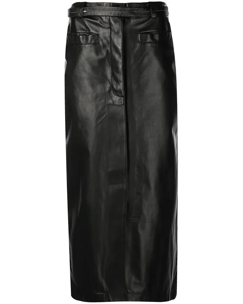 Proenza Schouler Leder-Midirock mit Gürtel - Schwarz Schwarz