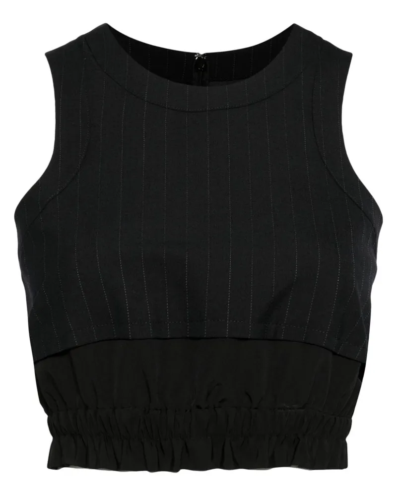 Sacai Cropped-Top mit Nadelstreifen - Schwarz Schwarz