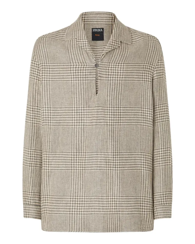 Ermenegildo Zegna Poloshirt mit Prince of Wales-Karo - Nude Nude