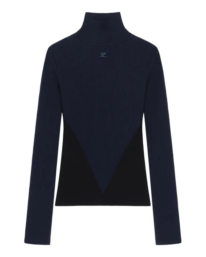 Courrèges Rollkragenpullover mit V-Ausschnitt - Blau Blau