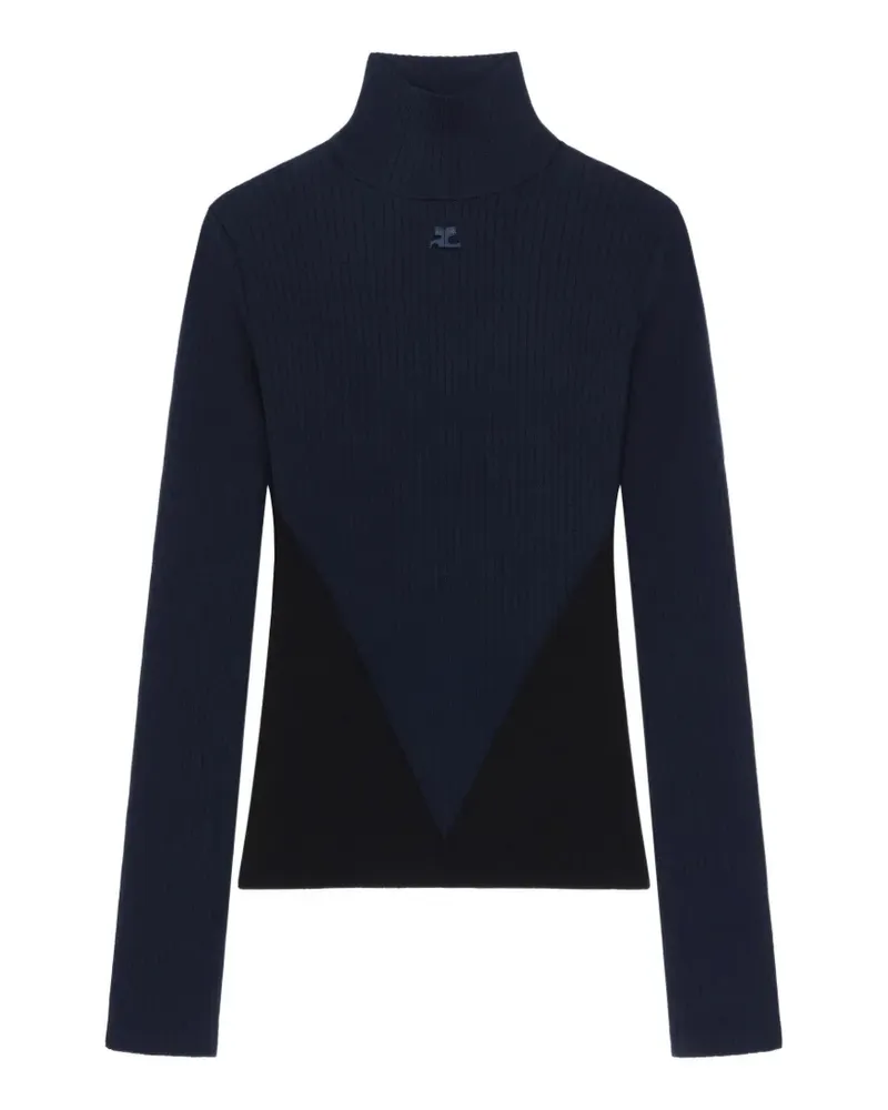 Courrèges Rollkragenpullover mit V-Ausschnitt - Blau Blau