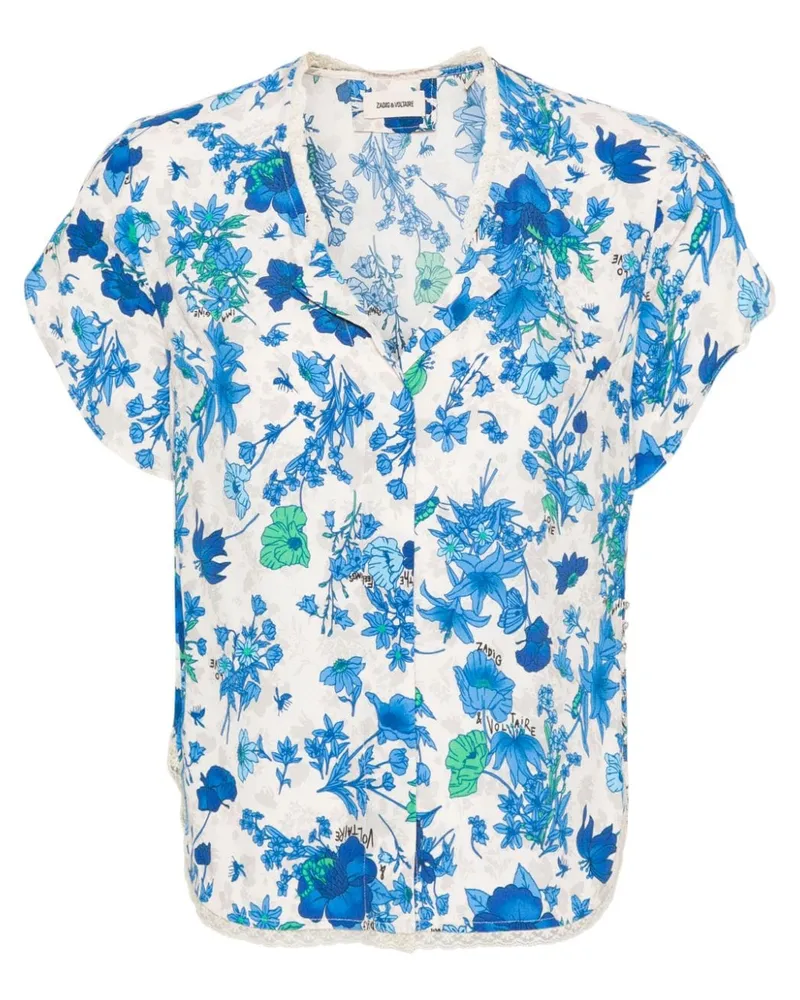 Zadig & Voltaire Tiffiny Kreppbluse mit Blumen-Print - Blau Blau