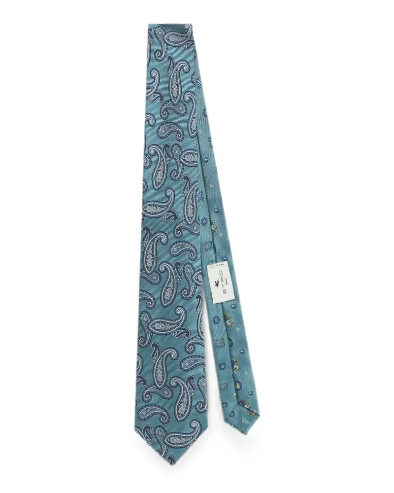Etro silk jacquard tie with two motifs - Blau Blau