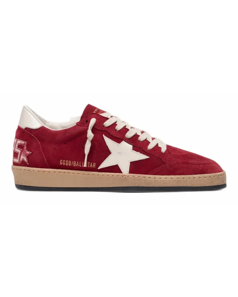 Golden Goose Ball Star Sneakers aus rotem Wildleder mit weißen Sternen Rot