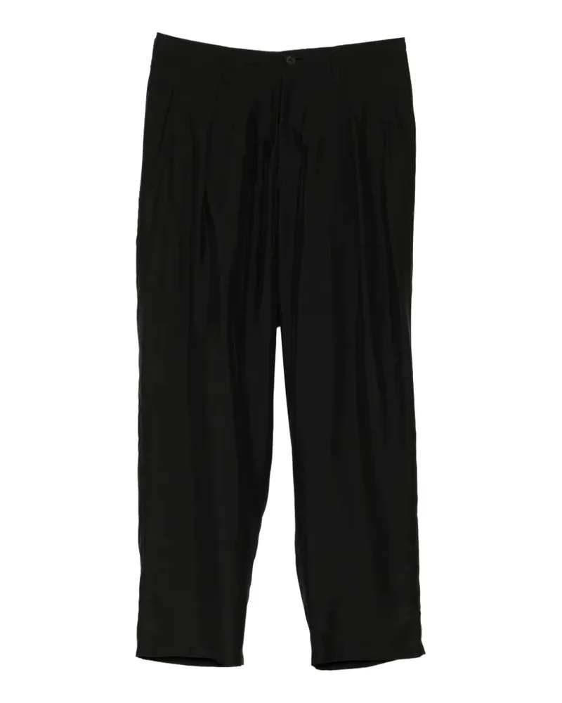 Yohji Yamamoto tucked silk trousers - Schwarz Schwarz