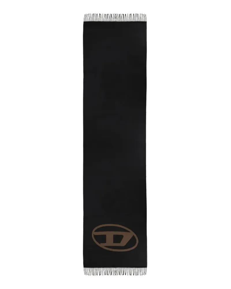Diesel Stevie logo-details fringed scarf - Schwarz Schwarz