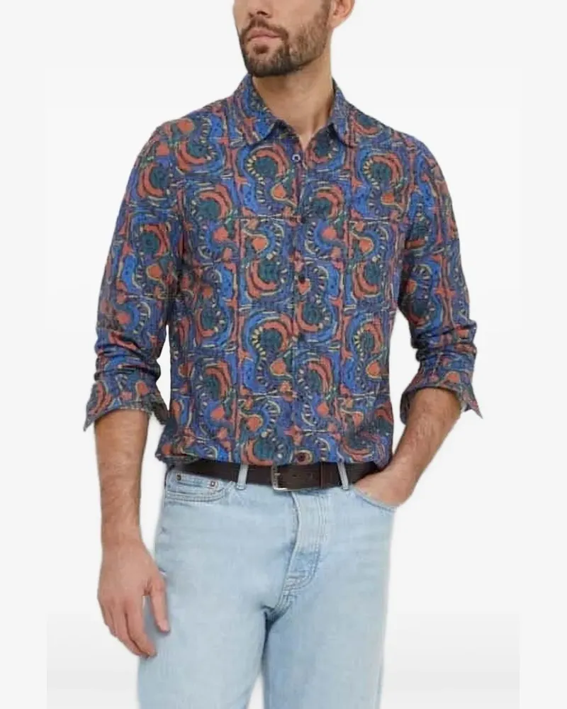 Desigual Hemd mit abstraktem Print - Blau Blau